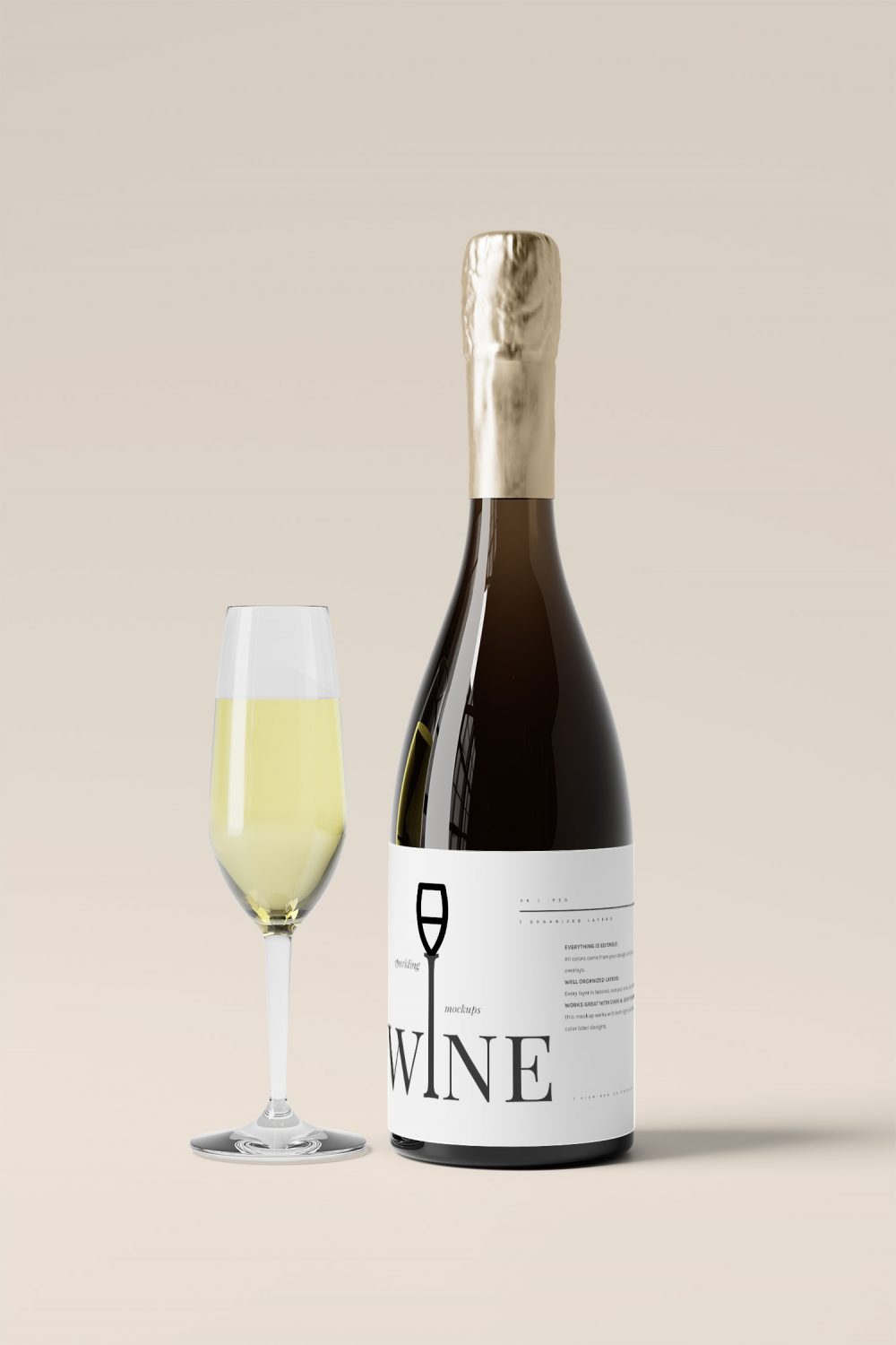 Sparkling Wine Bottle Free Mockups