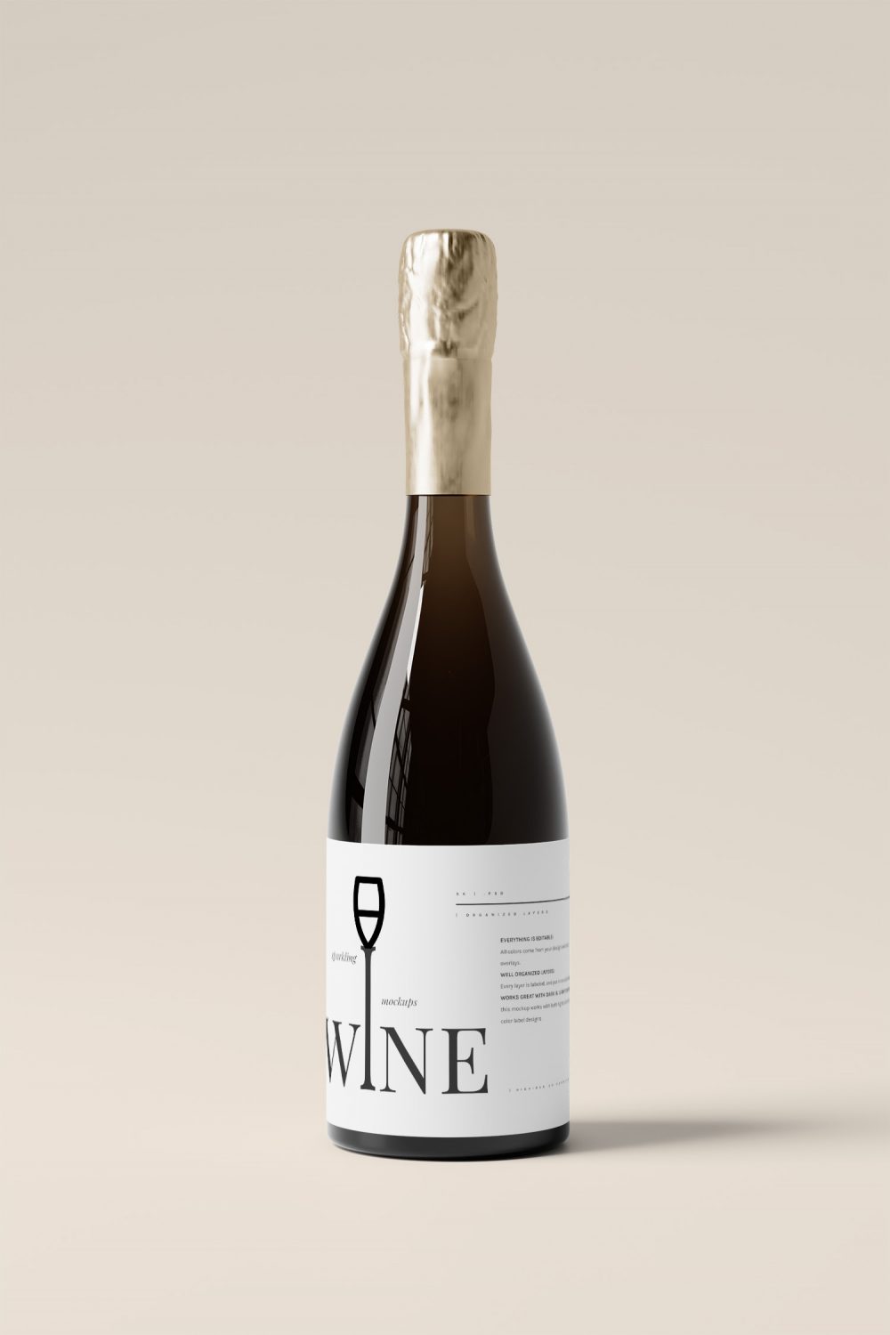 Sparkling Wine Bottle Free Mockups