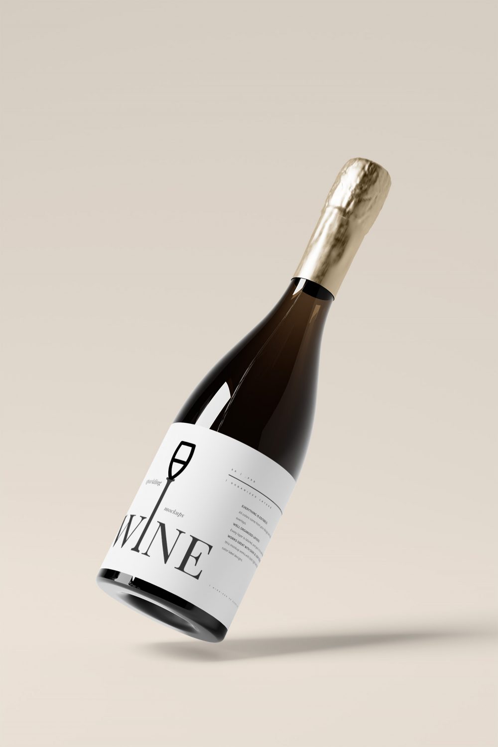 Sparkling Wine Bottle Free Mockups