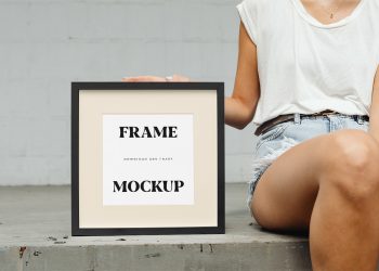 Square Frame with Woman Free Mockup
