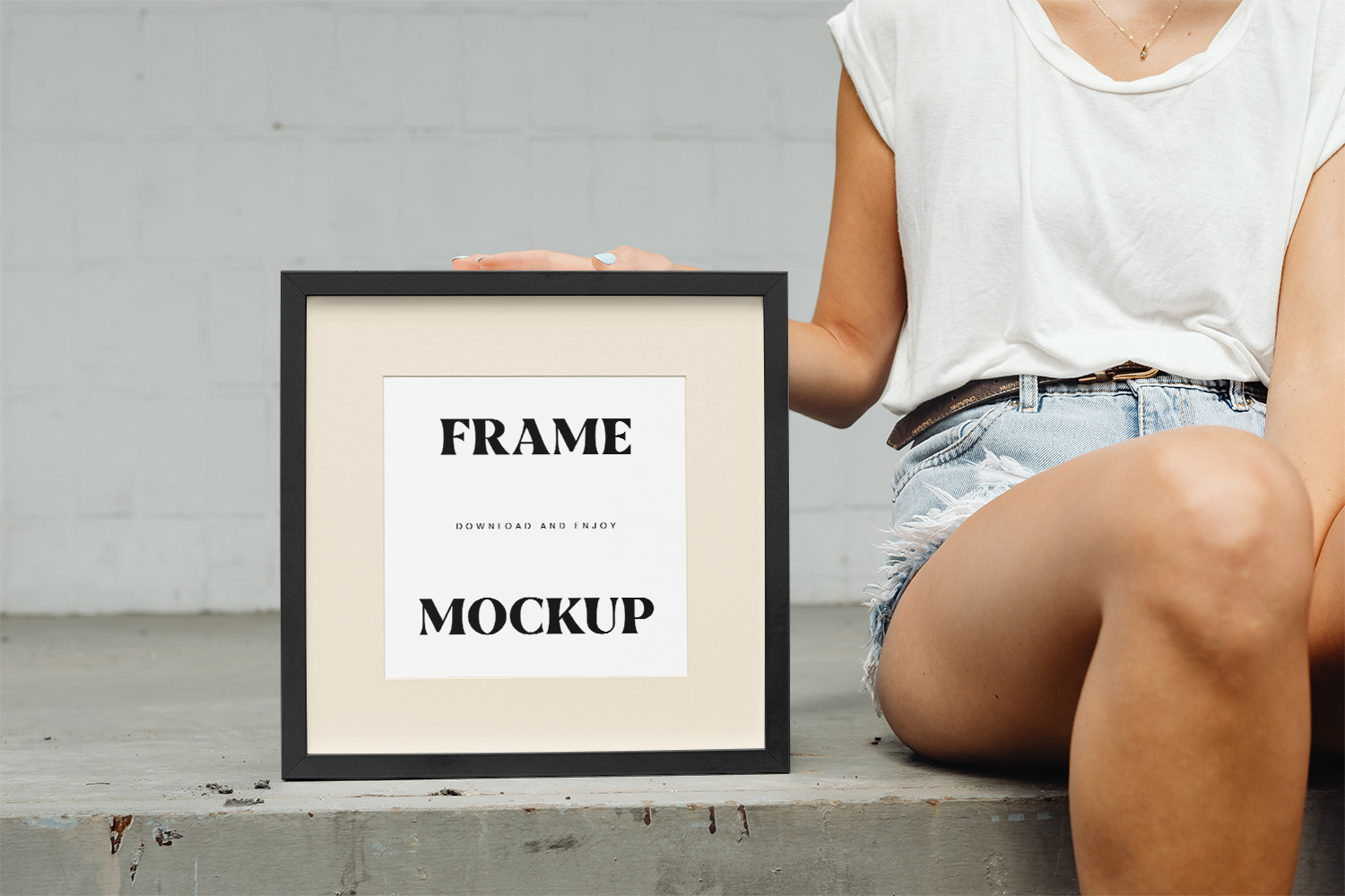 Square Frame with Woman Free Mockup