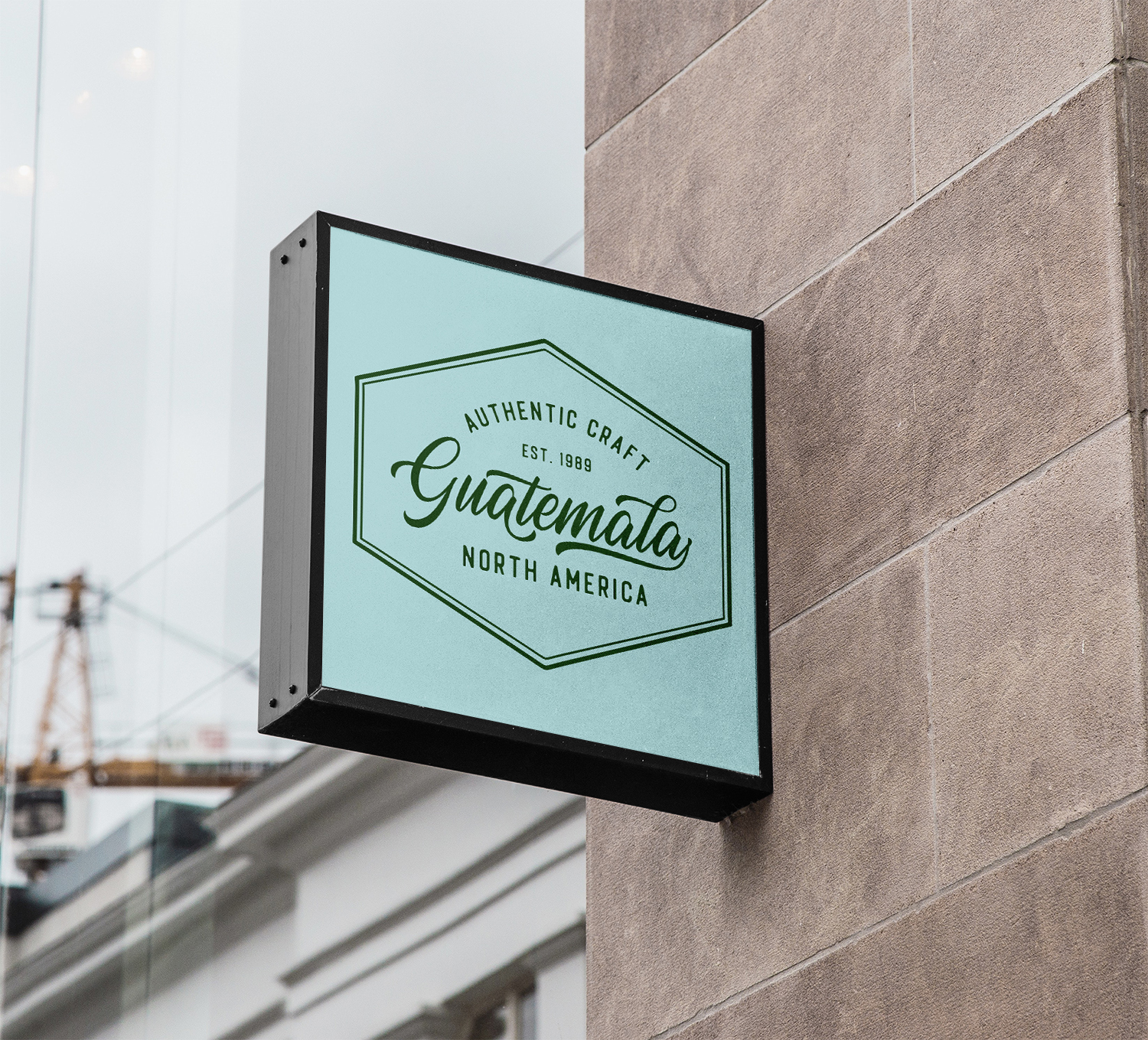 Square Sign on Wall Free Mockup