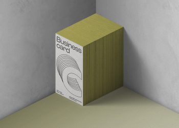 Stack of Business Cards in the Corner Mockup