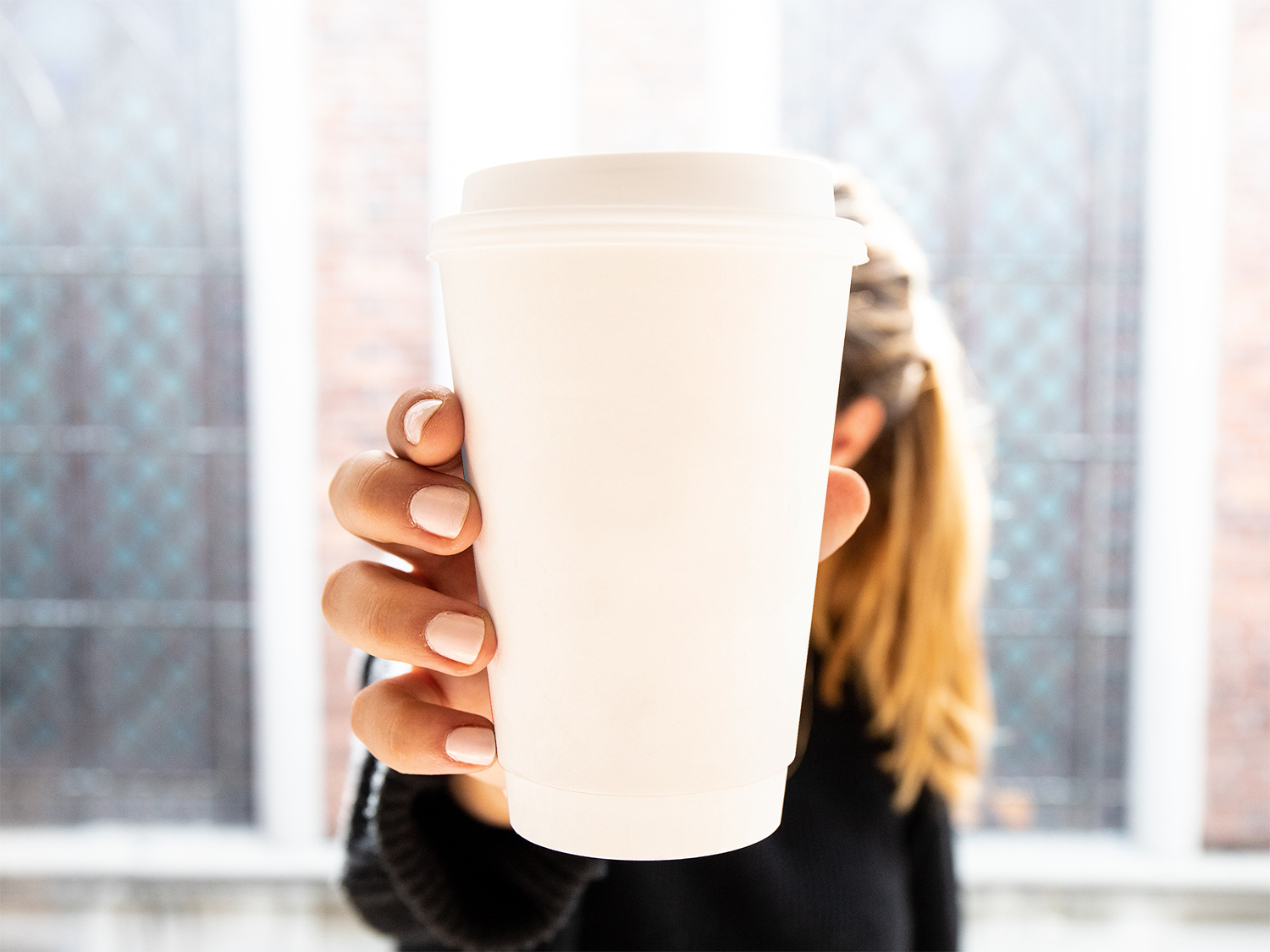 Woman Holding Cup Free Mockup