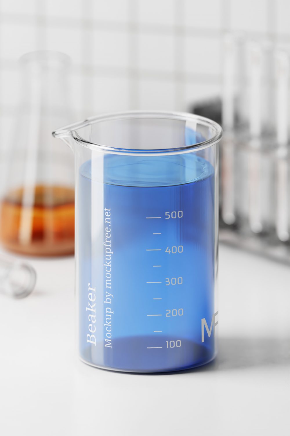 Beaker Free Mockups in a Laboratory Background