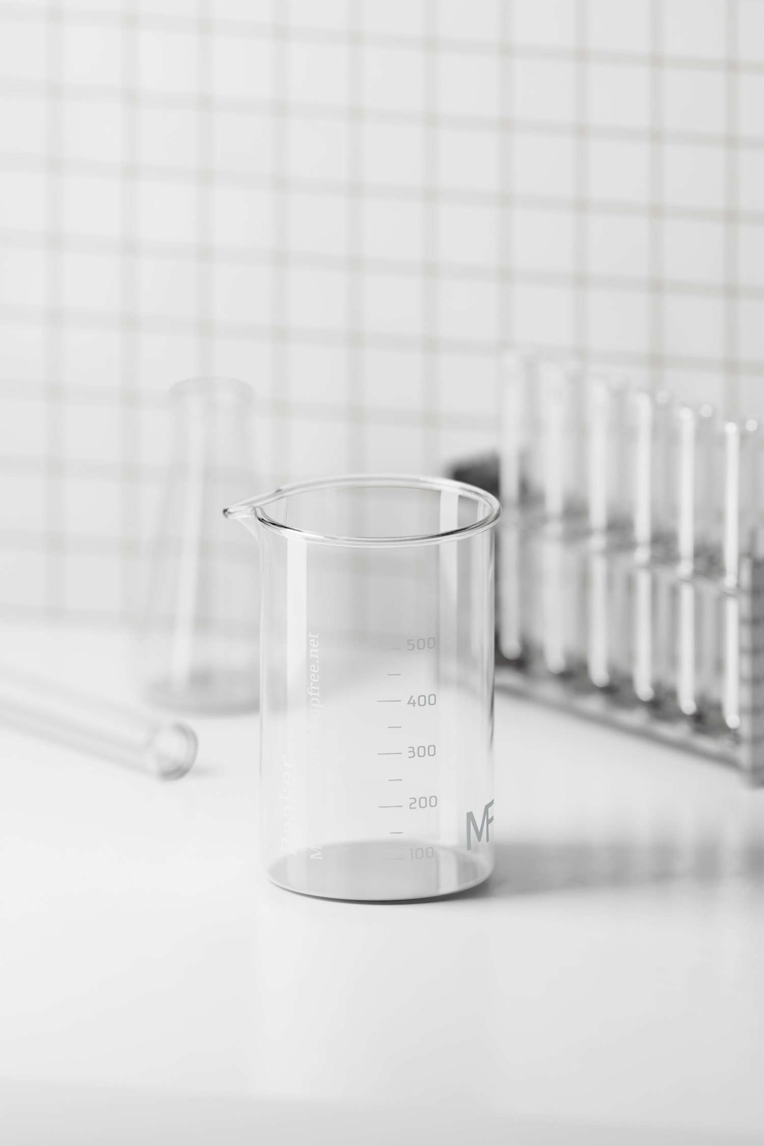 Beaker Free Mockups in a Laboratory Background