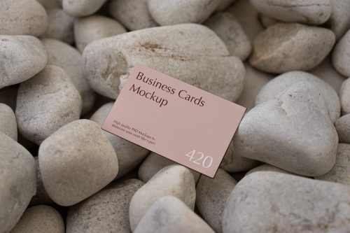 Business Card among the Stones Free Mockup