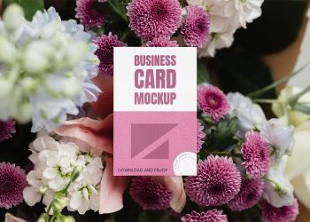 Business Card in Flowers Free Mockup