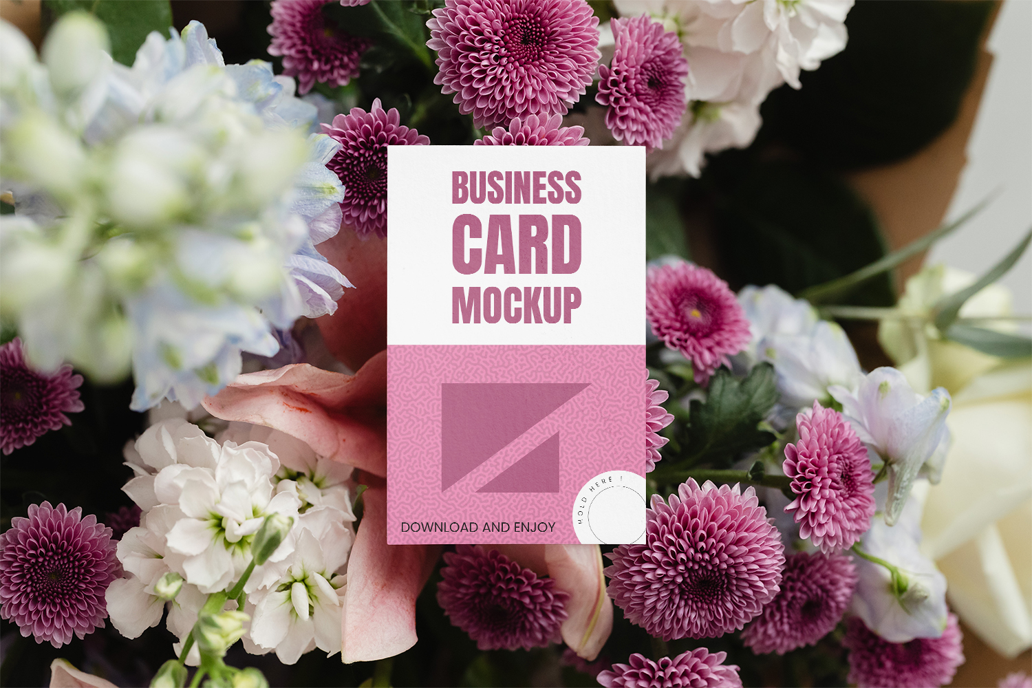 Business Card in Flowers Free Mockup