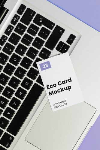 Business Card on Laptope Free Mockup