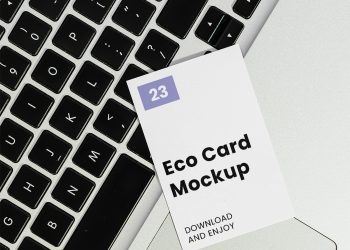 Business Card on Laptope Free Mockup