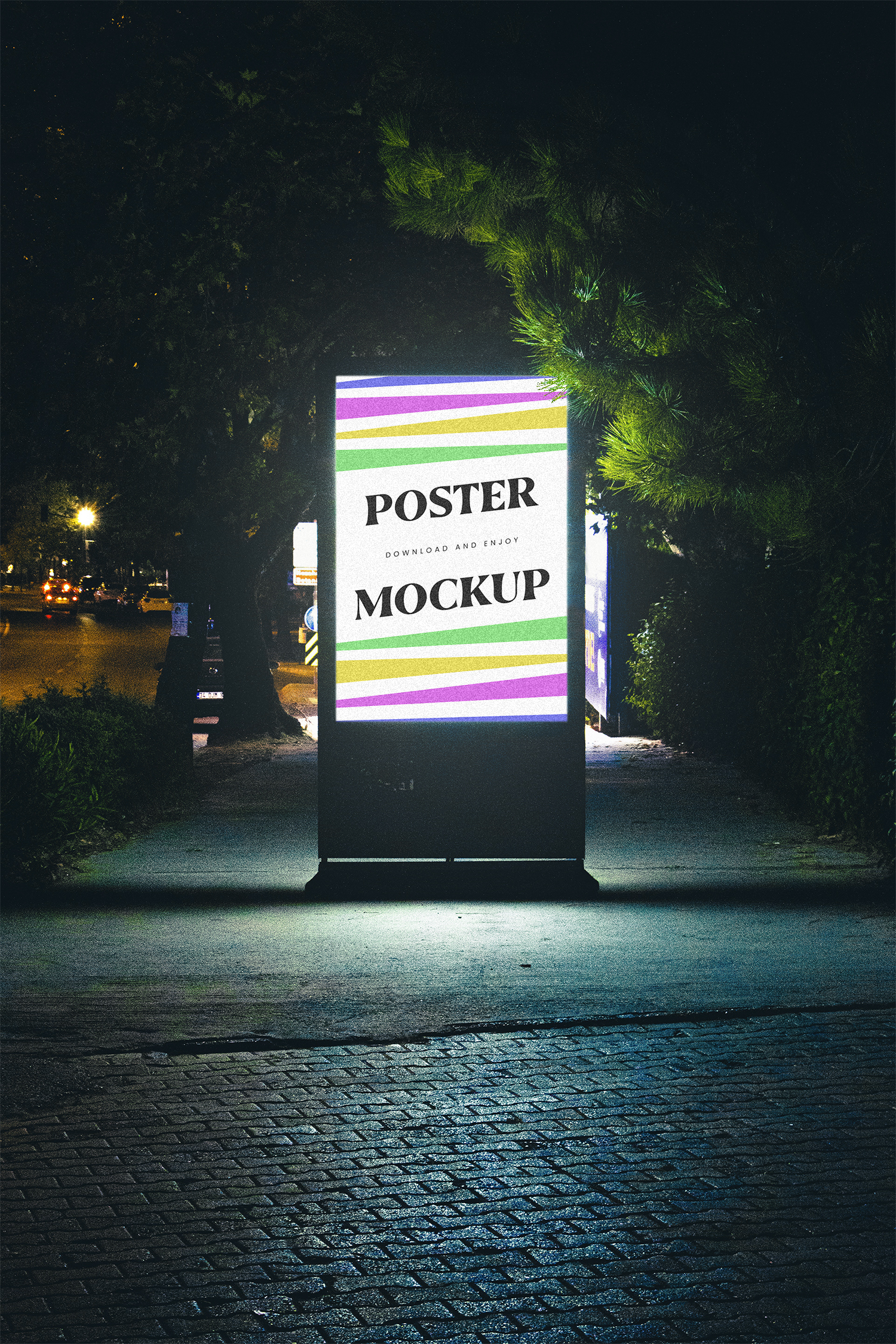 Glowing Night Poster Free Mockup