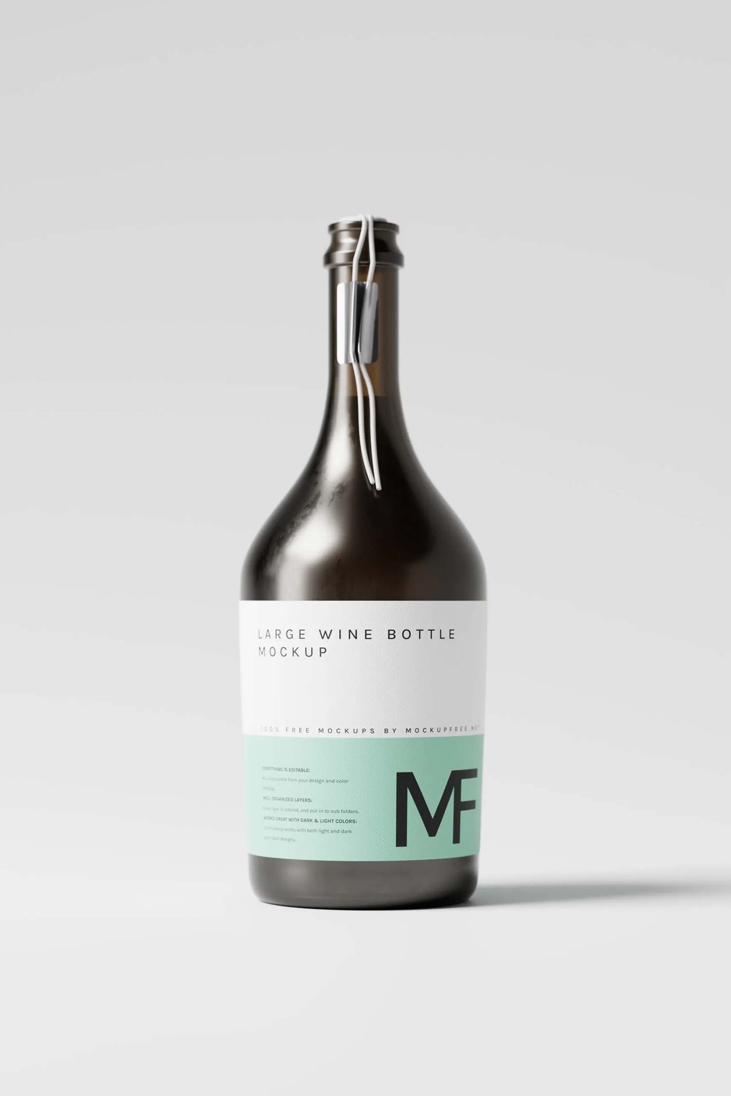 Large Red Wine or Champagne Bottle Free Mockup