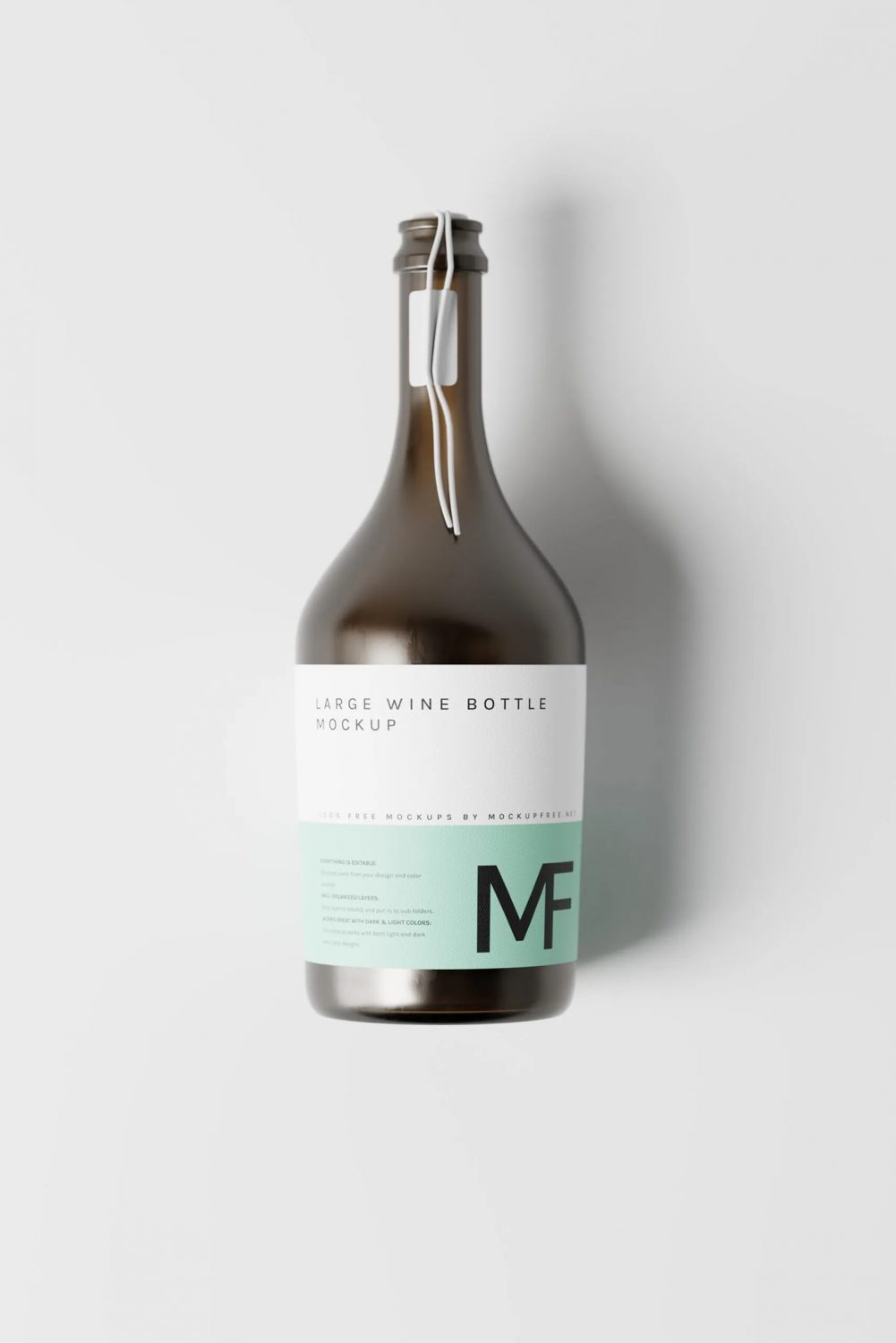 Large Red Wine or Champagne Bottle Free Mockup