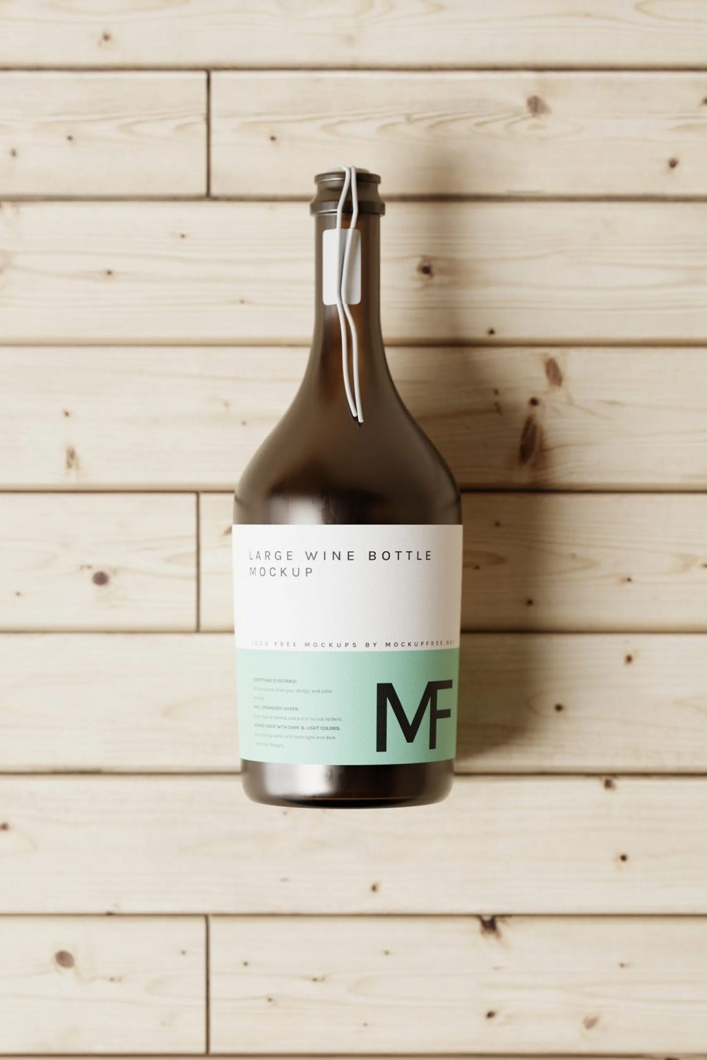 Large Red Wine or Champagne Bottle Free Mockup