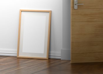 Large Wooden Poster Photo Frame Free Mockup