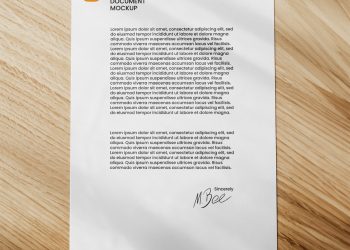 Letterhead on Table Free Mockup