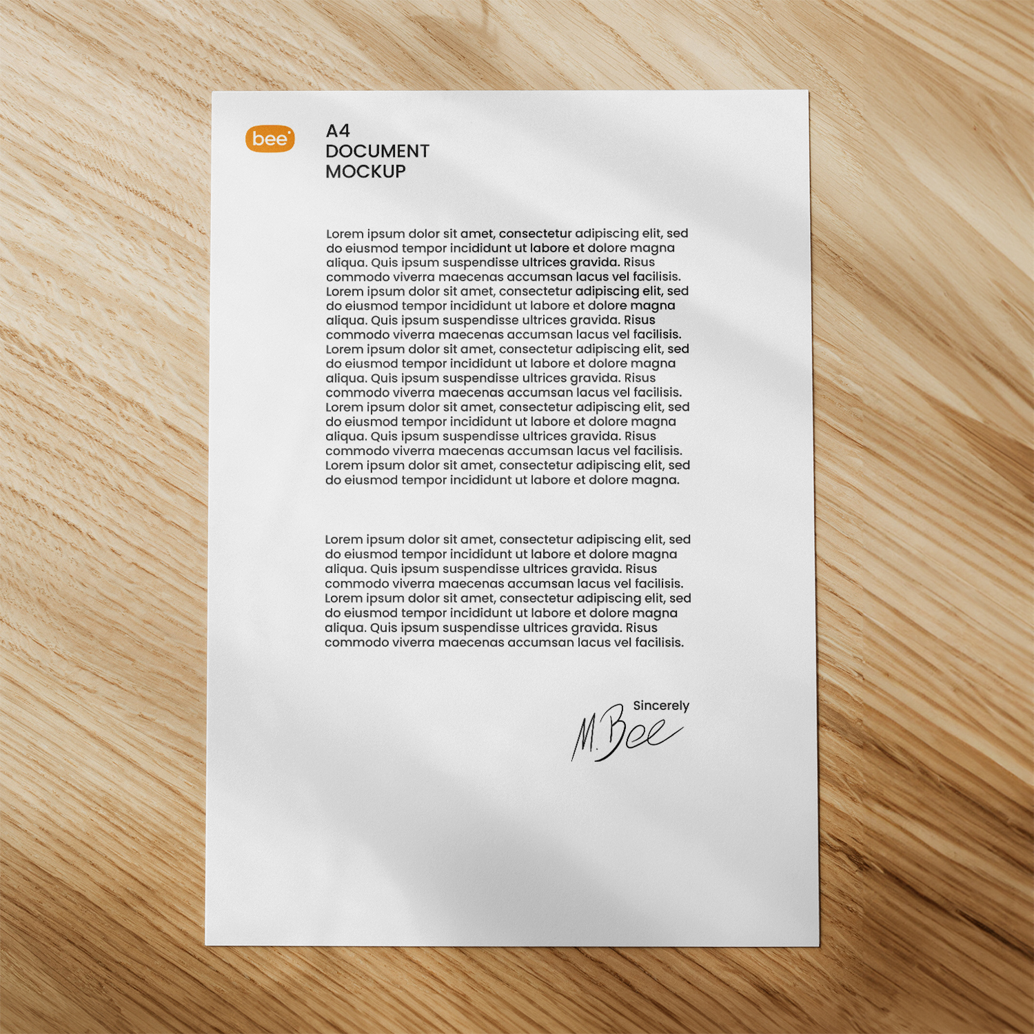 Letterhead on Table Free Mockup