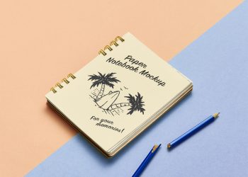 Lying Paper Notebook Free Mockup