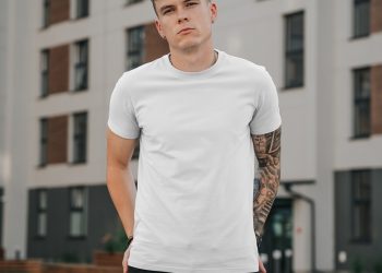 Man T-Shirt with Tattoo Free Mockup