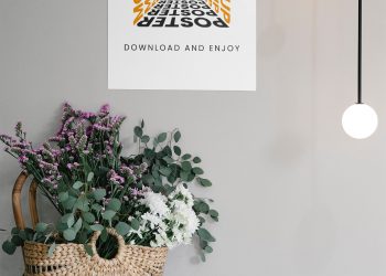 Poster with Bulbs Free Mockup