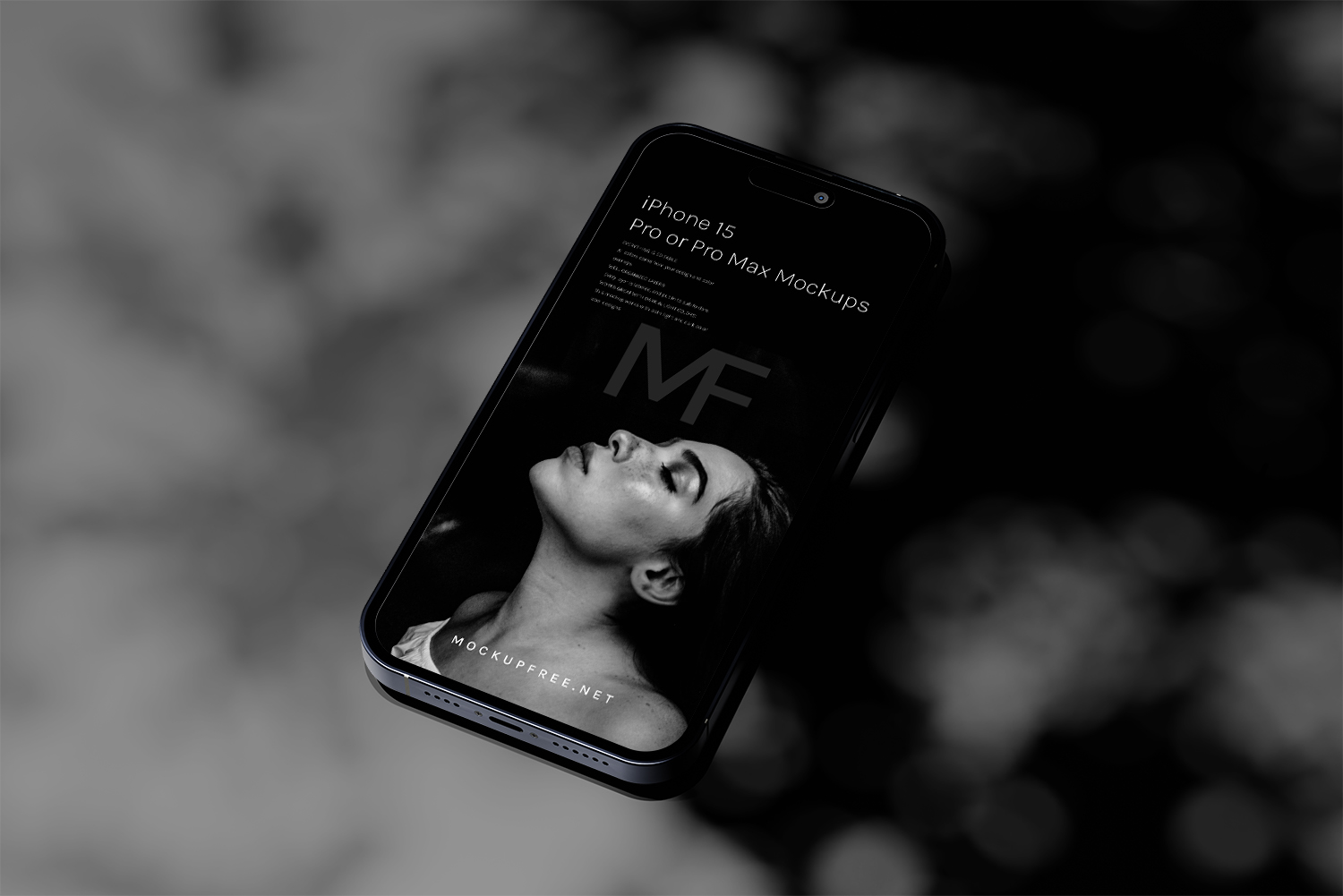 iPhone 15 Dark Shadowy Free Mockups