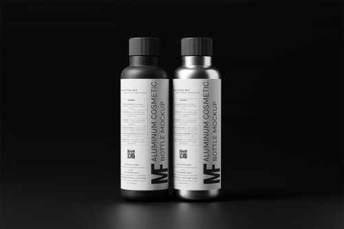 Aluminium Cosmetic Bottle Duo Free Mockup Set