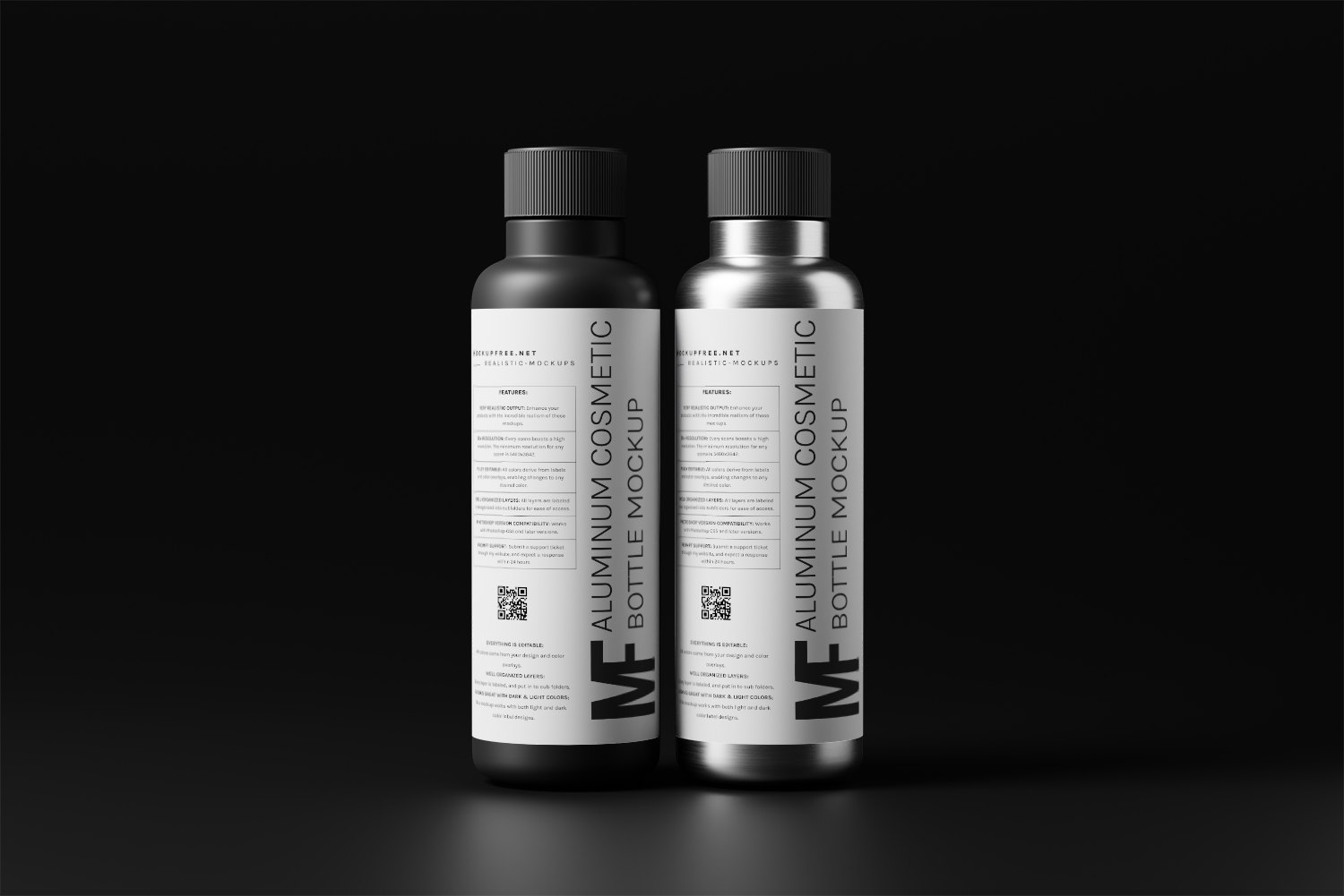 Aluminium Cosmetic Bottle Duo Free Mockup Set