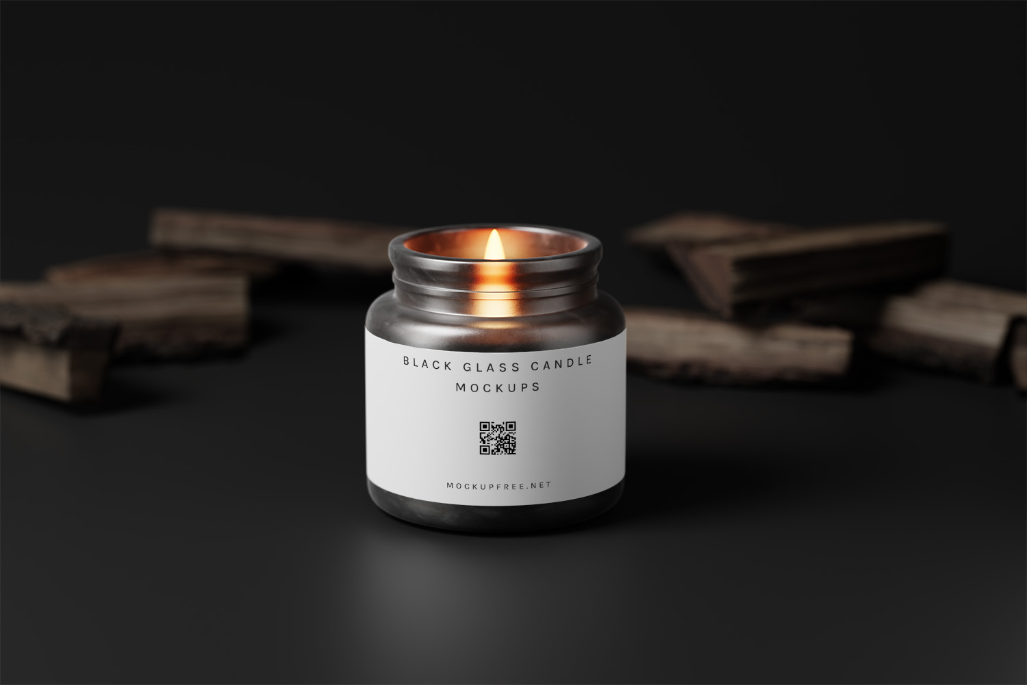 Black Glass Candle Jar Free Mockups