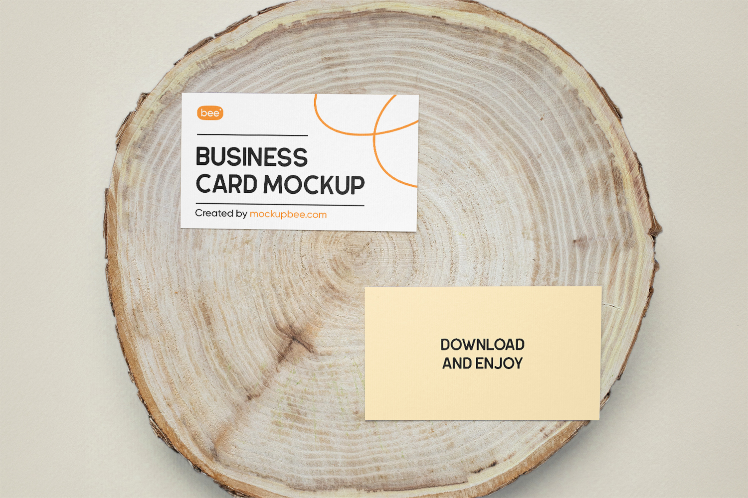 Business Card on Wood Free Mockup