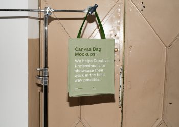 Canvas Bag Hanging on Tripod Free Mockup