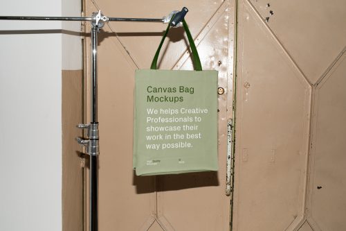 Canvas Bag Hanging on Tripod Free Mockup