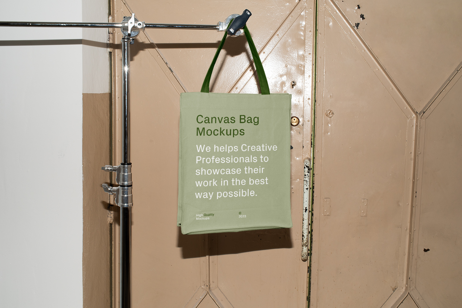 Canvas Bag Hanging on Tripod Free Mockup