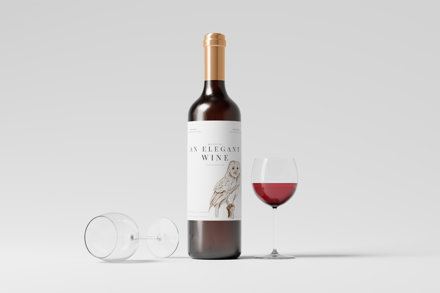 Elegant Red Wine Bottle Free Mockup Collection