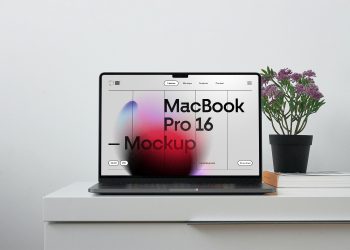 MacBook Pro On The Cabinet Free Mockup
