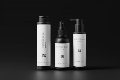 Minimal Design Cosmetic Bottle Free Mockup Set