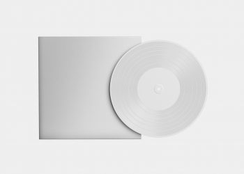 Music Vinyl Record with Cover Free Mockup