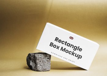 Paper Box on Rock Free Mockup