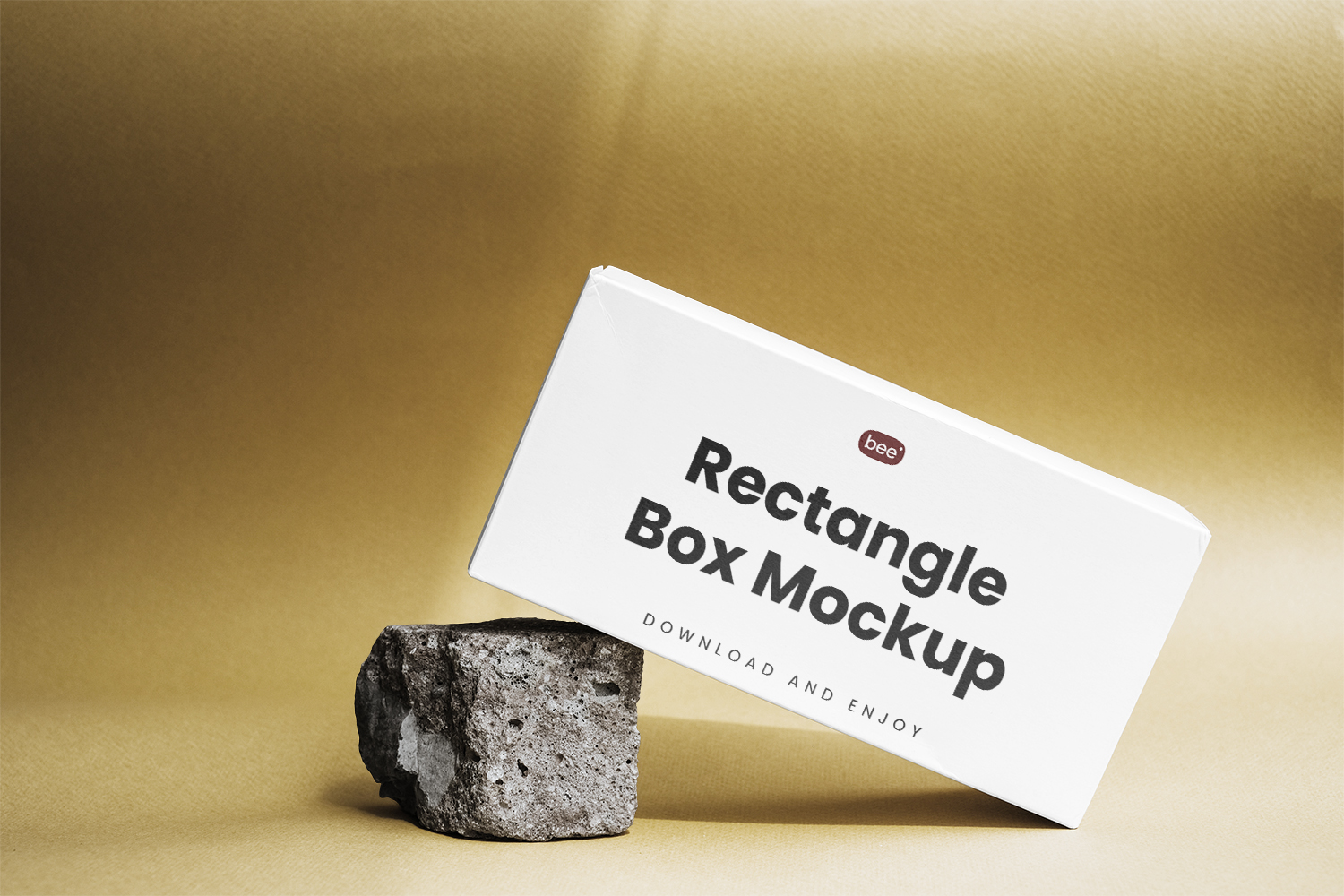 Paper Box on Rock Free Mockup