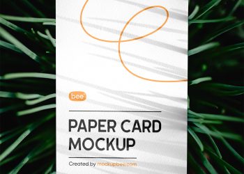 Paper Card in Grass Free Mockup