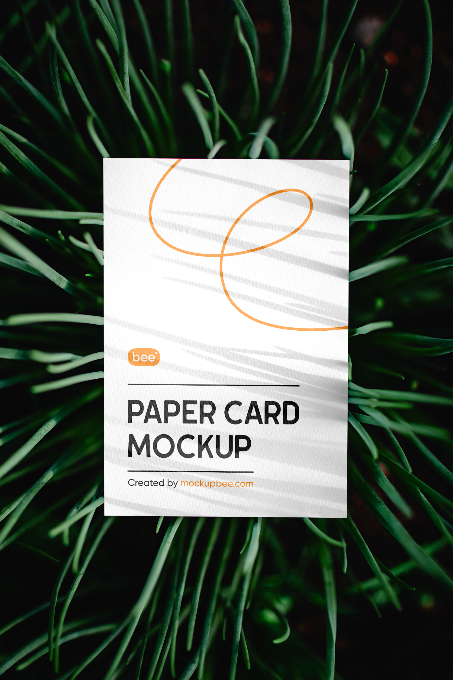 Paper Card in Grass Free Mockup