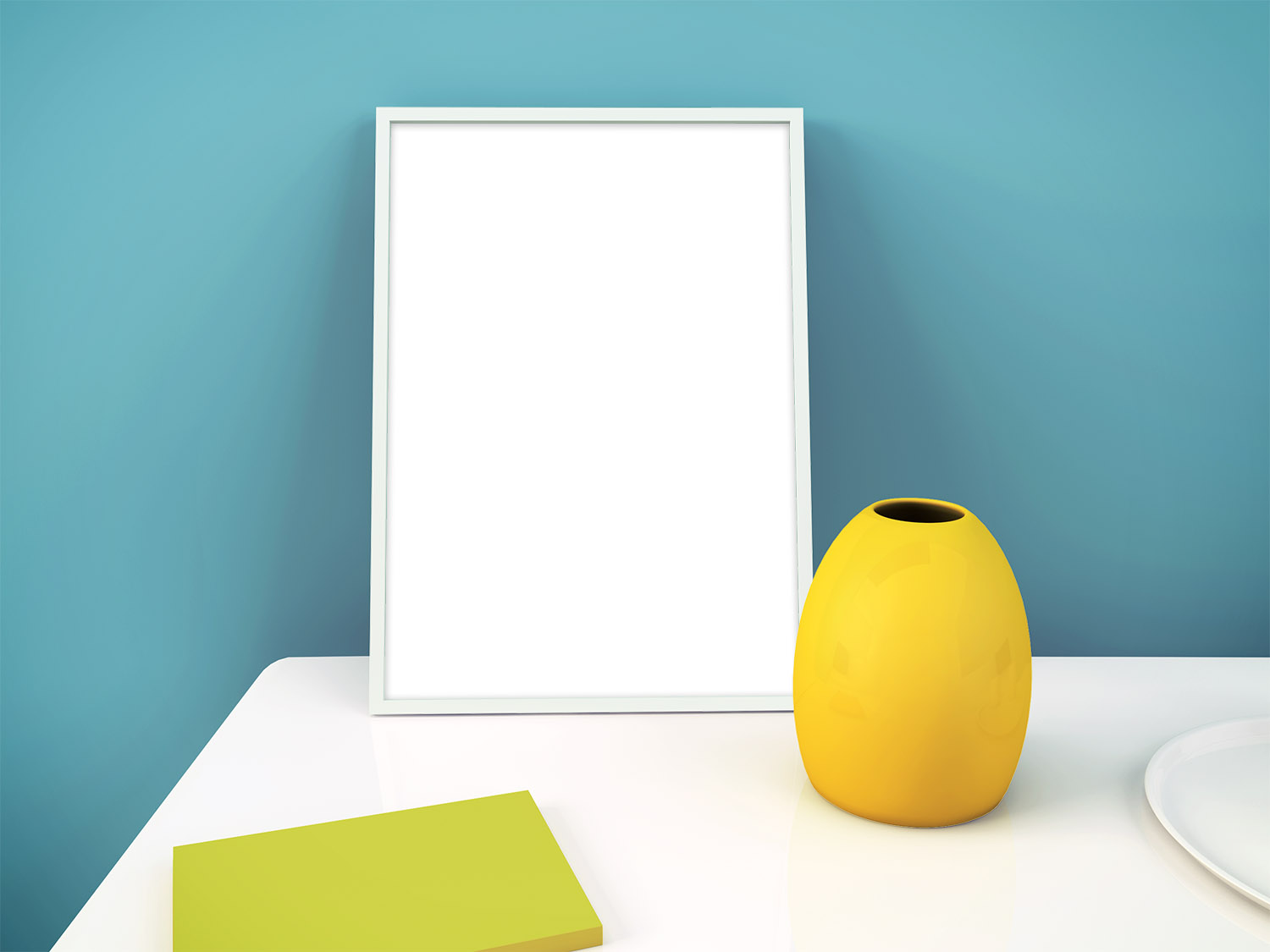 Picture Frame on Table Free Mockup