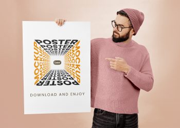 Poster in Hand Free Mockup