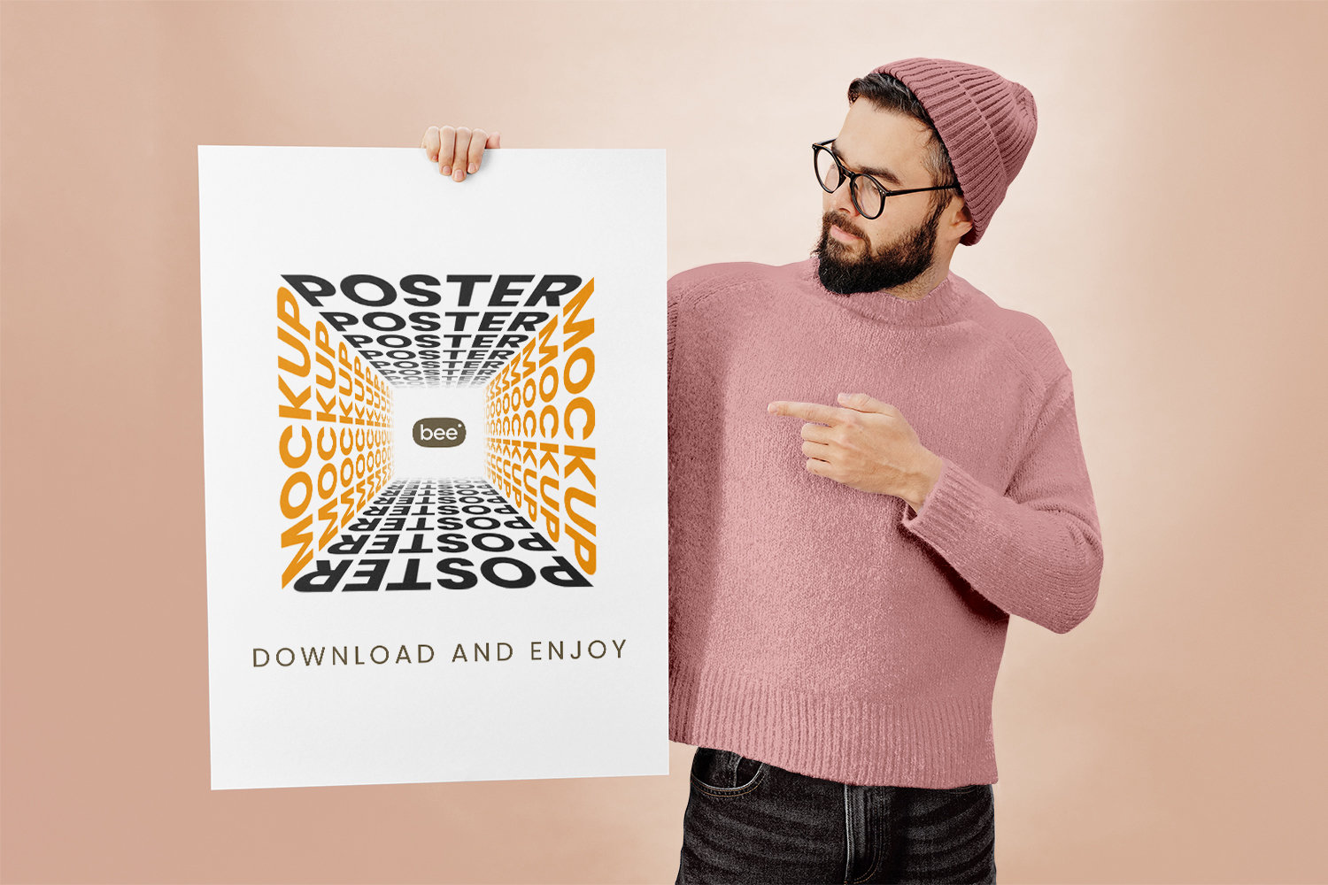 Poster in Hand Free Mockup