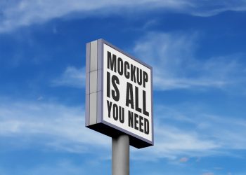 Standing Square Billboard Free Mockup