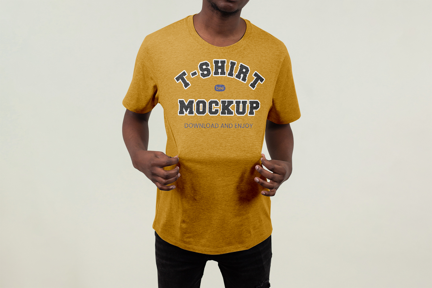 T-Shirt with Men Free Mockup