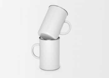 Two Enamel Mug Free Mockup