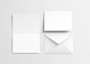 Two Fold Greeting Card with Envelope Free Mockup