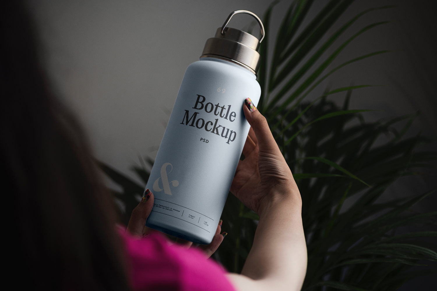 Woman Holding Bottle Free Mockup