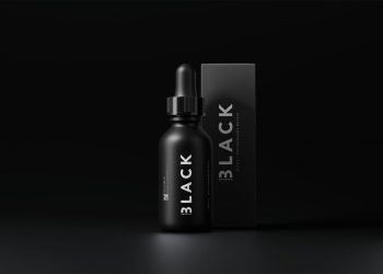 Black Dropper Bottle with Box Mockups